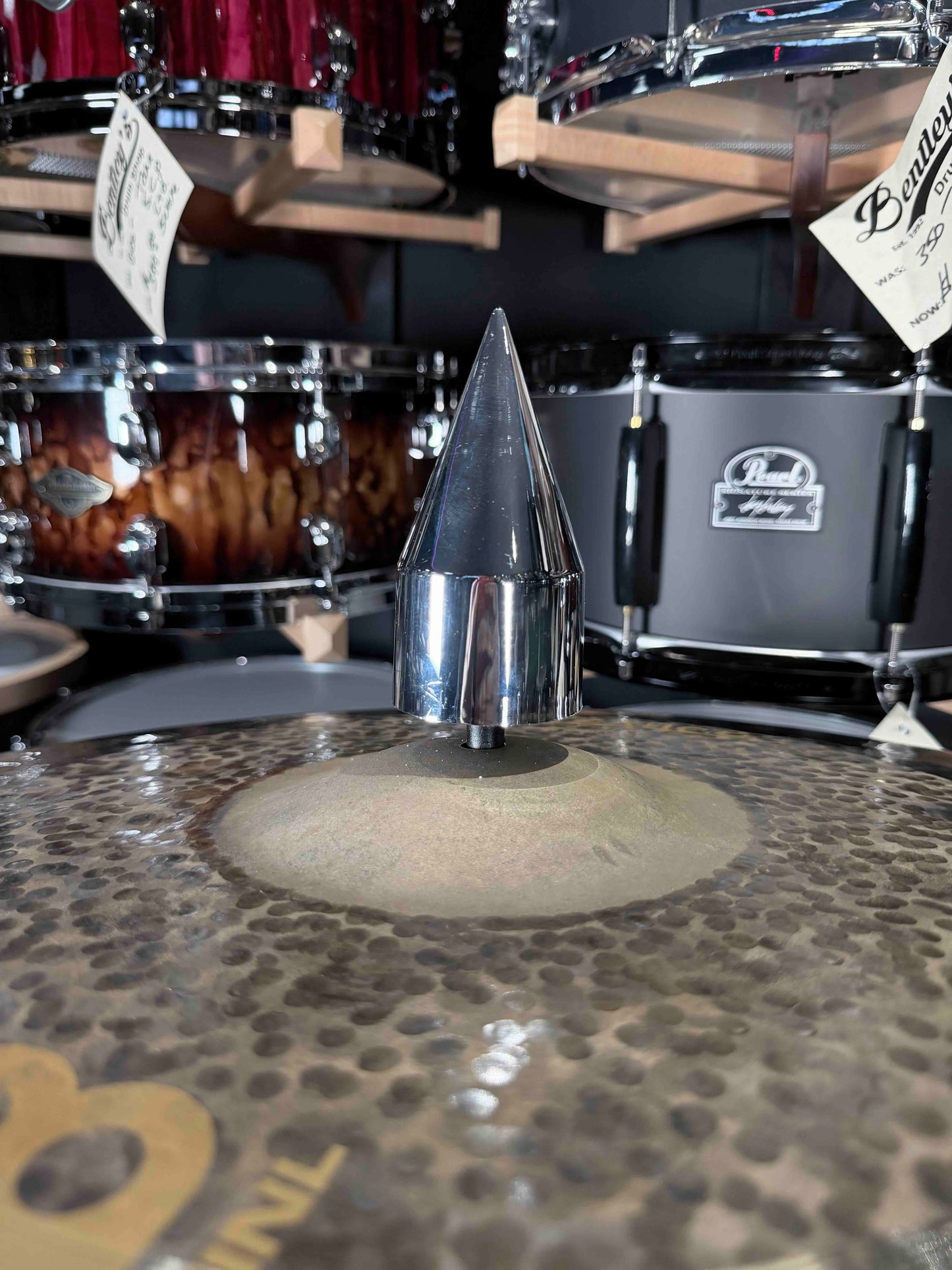 ~NEW~ Bentley's Drum Shop 8mm Large Chrome Spike Cymbal Toppers