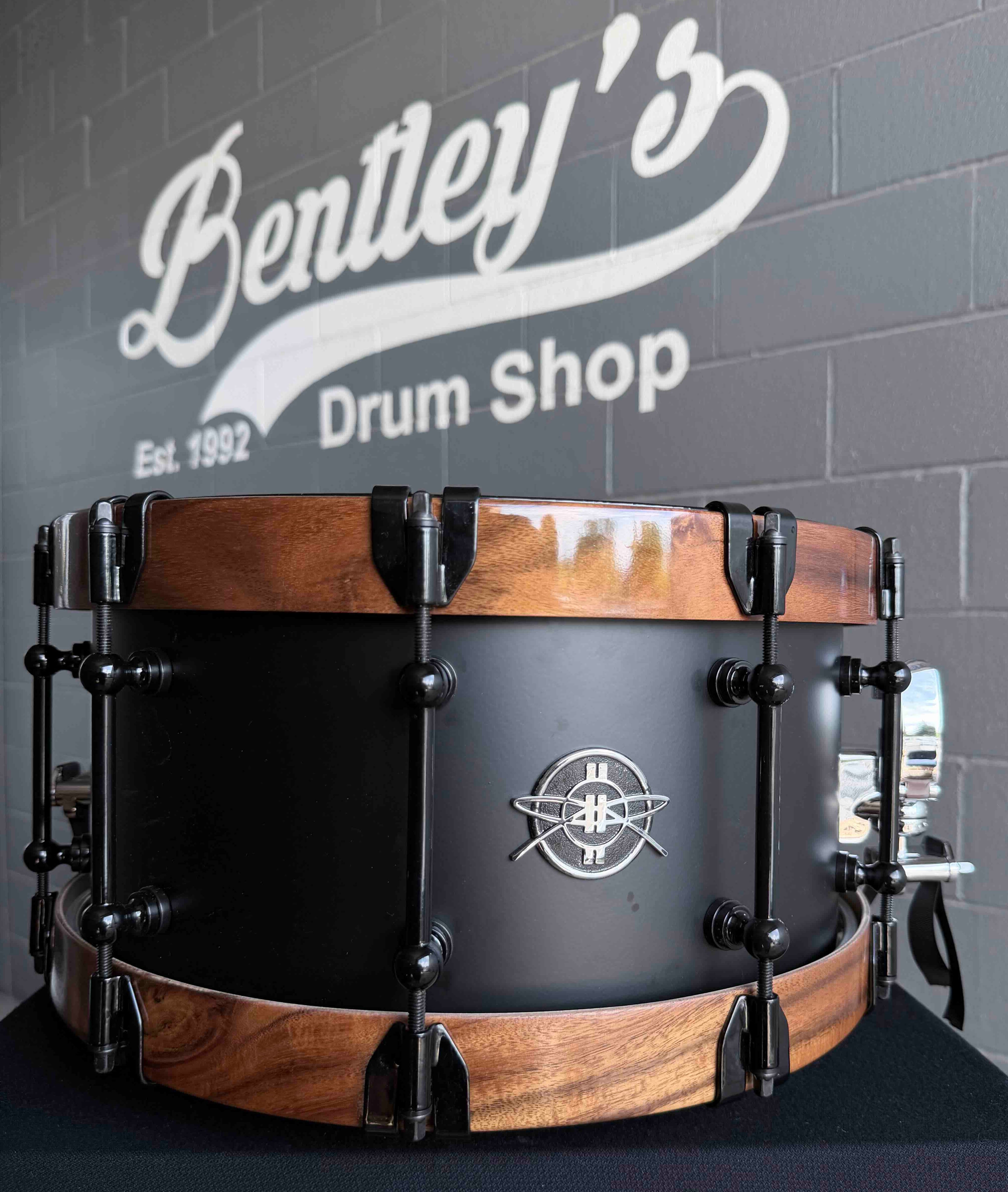 ~NEW!~ Dunnett Titanium Tourbillon 7x14 Snare Drum in Matte Black with Black Nickel Hardware & Acacia MetalWood Hoops (Dunnett Bag Included!)