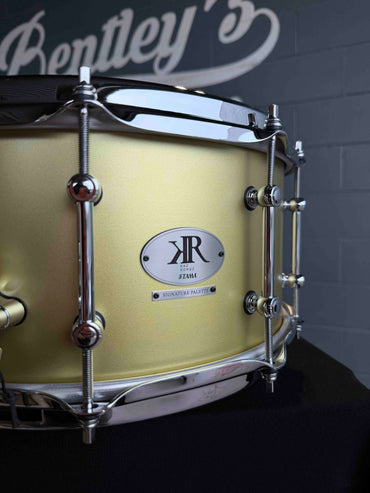 ~LIMITED EDITION~ TAMA Kaz Rodriguez Signature 6.5x14 Bubinga/Maple Hybrid Snare Drum in Matte Metallic Gold Lacquer