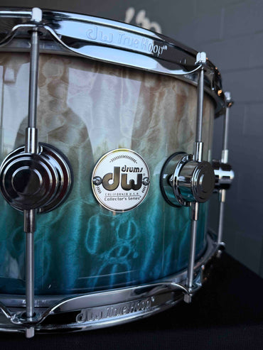 ~WOW!~ DW Collector's Series 333 Pure Maple 7x14 Snare Drum in Malibu Fade over Exotic Super Quilted Maple with Chrome Hardware