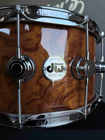 ~WOW!~ DW Collector's Series 333 Pure Maple 7x14 Snare Drum in Exotic Figured Quilted Waterfall Bubinga with Chrome Hardware