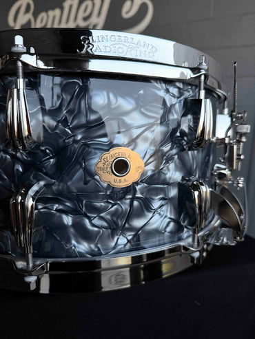 ~NEW!~ Slingerland RadioKing Solid Shell Maple 7x14 Snare Drum in Black Diamond Pearl with Nickel Hardware