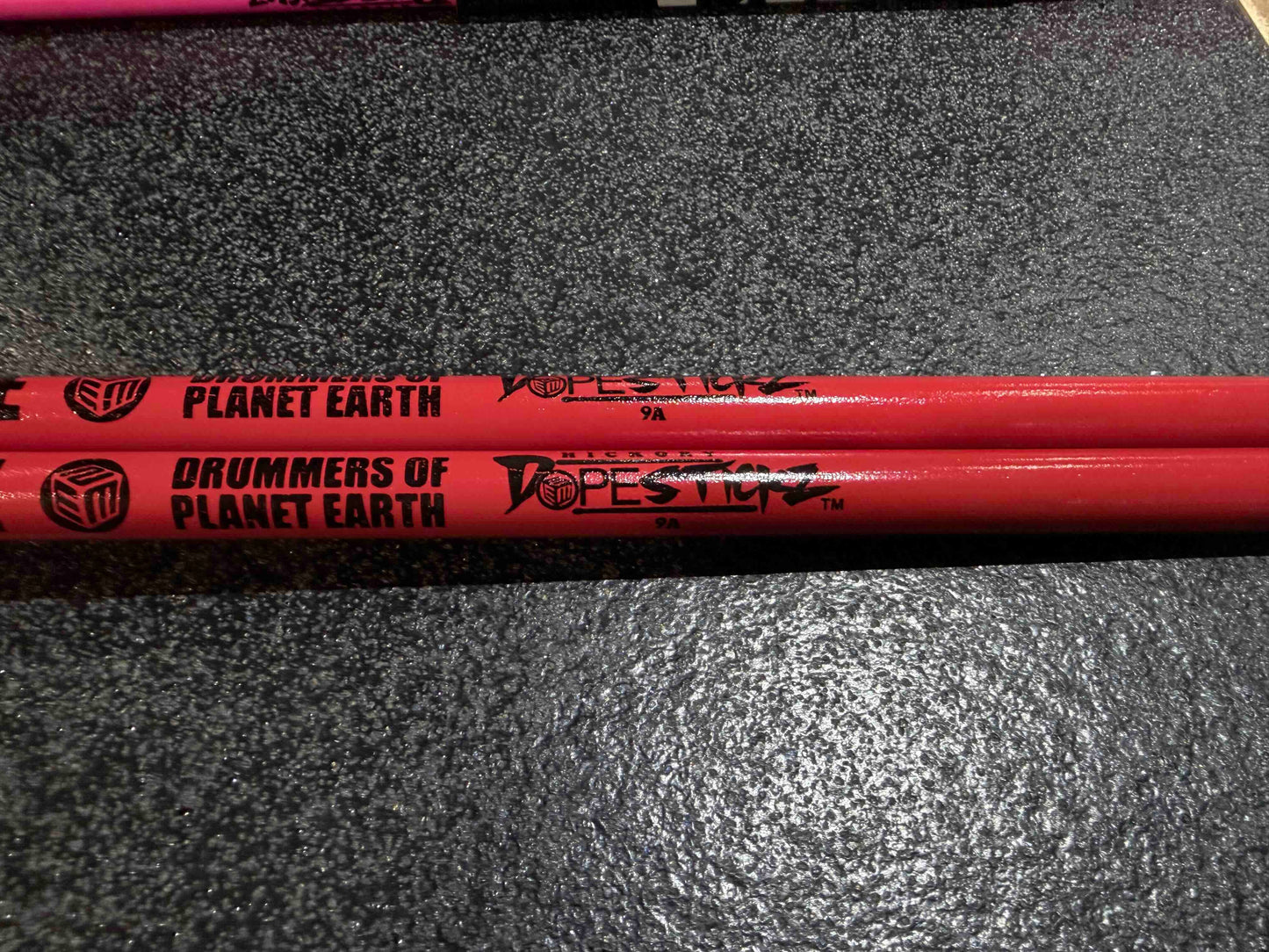 Dope Stickz Corvette Red 9A Barrel Tip Drum Sticks Pair