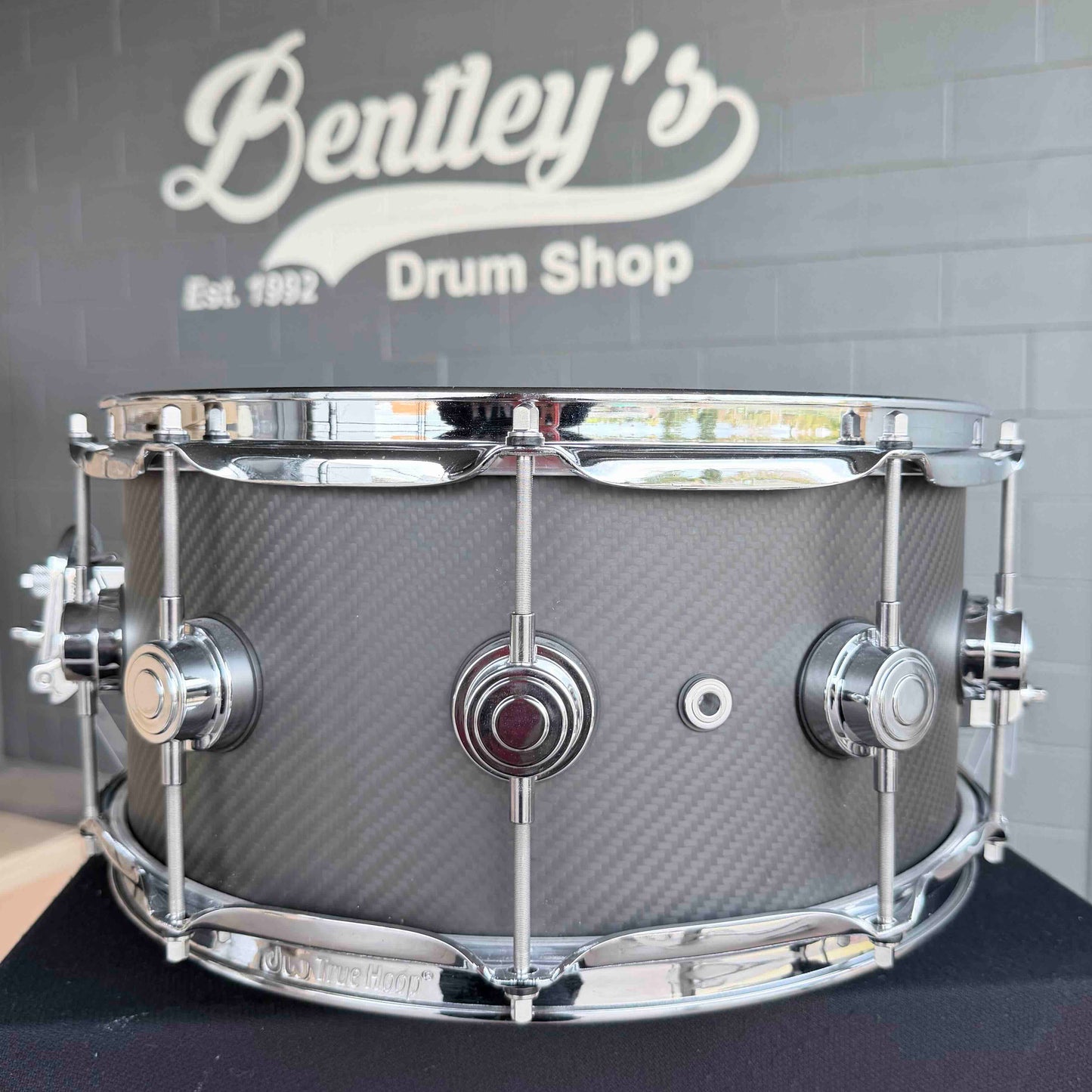 Caisse claire en fibre de carbone DW 6,5 x 14 pouces avec matériel chromé