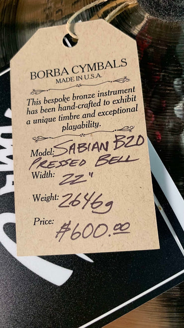 Borba 22" Sabian B20 Pressed Bell Ride 2646g