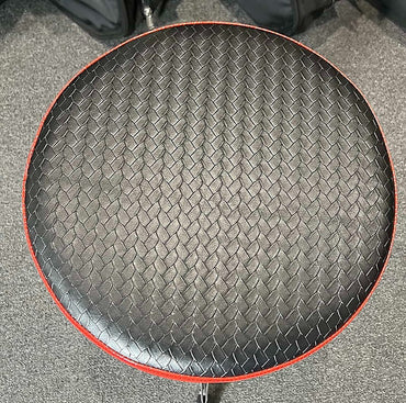 Pork Pie Round Drum Throne in Biker Black Top & Red Sparkle Side