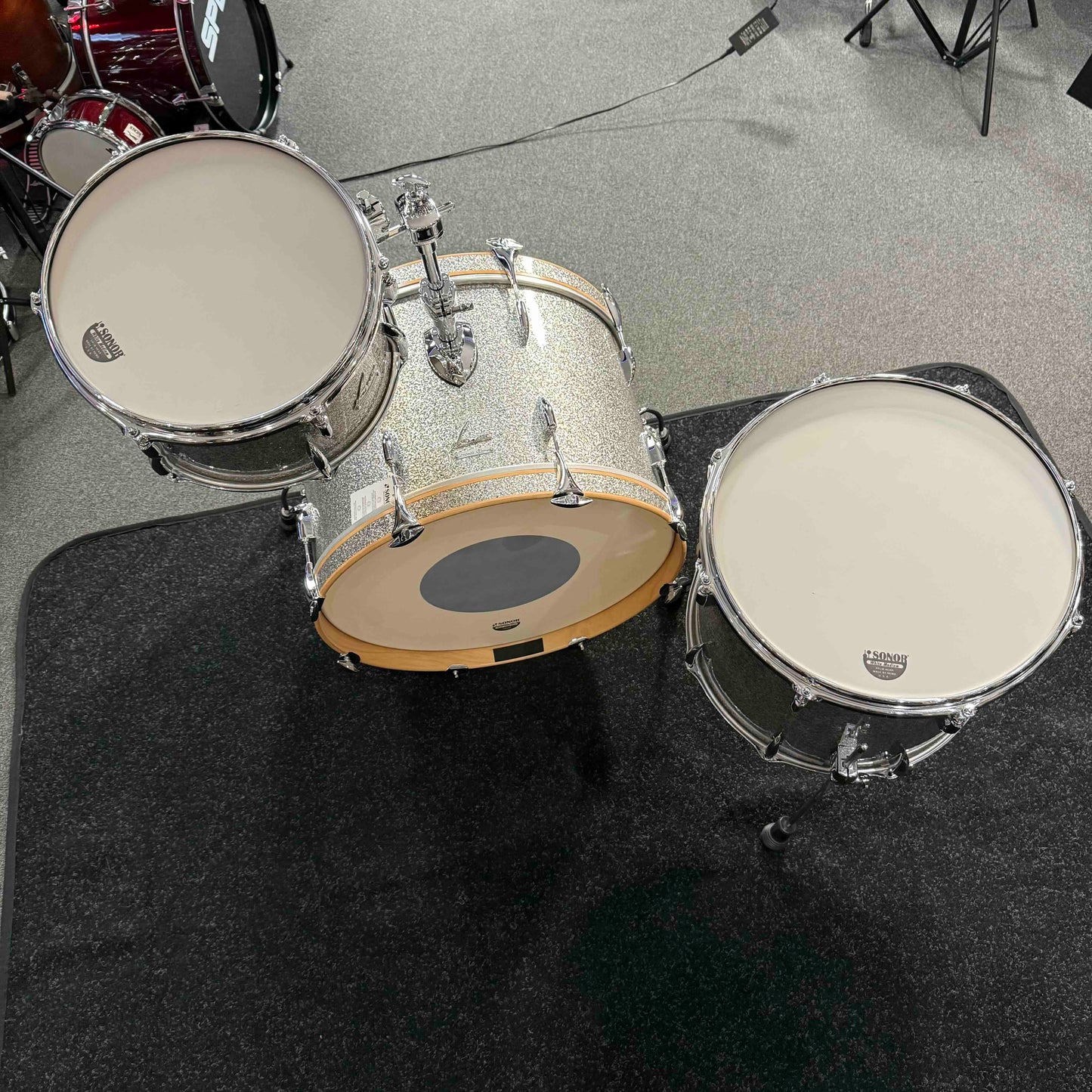 ~WOW!~ SONOR Vintage Series 3-Piece 13/16/22 Drum Kit Set in Vintage Silver Glitter w/ Single-Tom Holder
