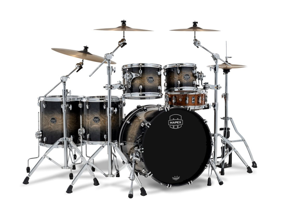 ~NEW~ Mapex SR628XUZXG Saturn VI Studioease 5-Piece 10/12/14/16/22 Drum Kit Set in Black Ink Burst Gloss Lacquer