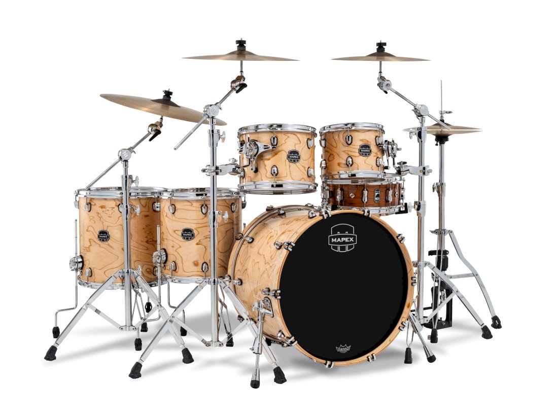 ~NEW~ Mapex SR628XUZXN Saturn VI Studioease 5-Piece 10/12/14/16/22 Drum Kit Set in Exotic Natural Burl Gloss Lacquer