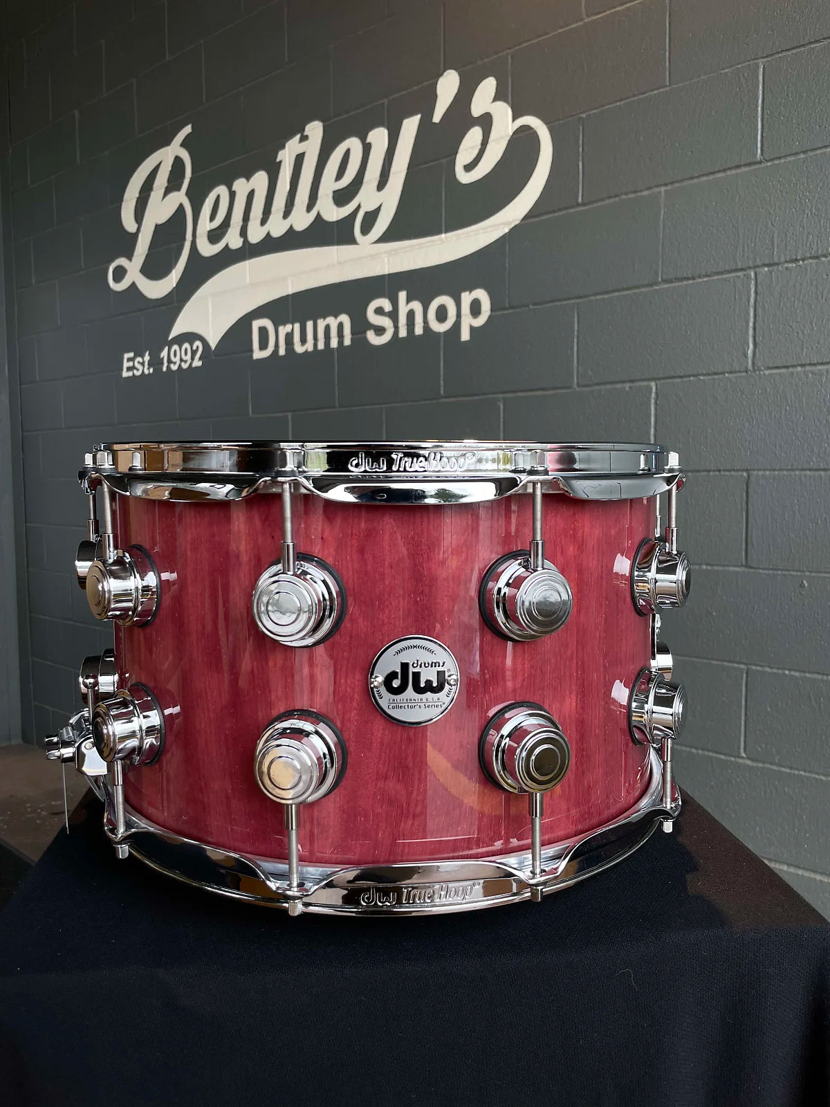 DW Collector's Series Pure Purpleheart 8x14 Snare Drum in Natural Gloss Lacquer w/ Chrome Hardware