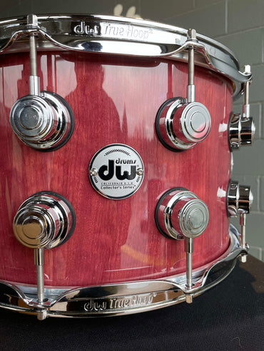 DW Collector's Series Pure Purpleheart 8x14 Snare Drum in Natural Gloss Lacquer w/ Chrome Hardware