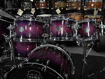 ~WOW!~ Mapex Saturn VI Maple/Walnut Hybrid 6-Piece 8/10/12/16/18/22 Drum Kit Set in Royal Purple Burst Gloss Lacquer (Displayed at 2026 NAMM Show!)