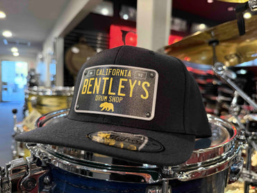 ~NEW~ Bentley's Drum Shop Clothback Snapback Hat in Black with Custom License Plate Badge