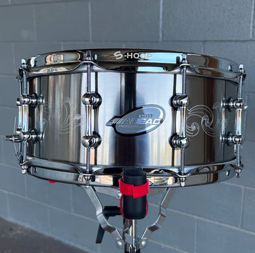 Ahead AS614TI 1mm Engraved Titanium 6x14" Snare Drum w/ TRICK Throw-Off