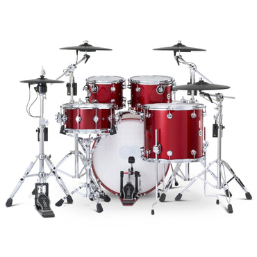 DWe Acoustic/Electric 5-Piece 10/12/14/16/22 Drum Kit Set in Black Cherry Metallic Lacquer w/ Roland Cymbals, 5000 Series Hardware Pack & DWe Rolling Cymbal Bag *IN STOCK*