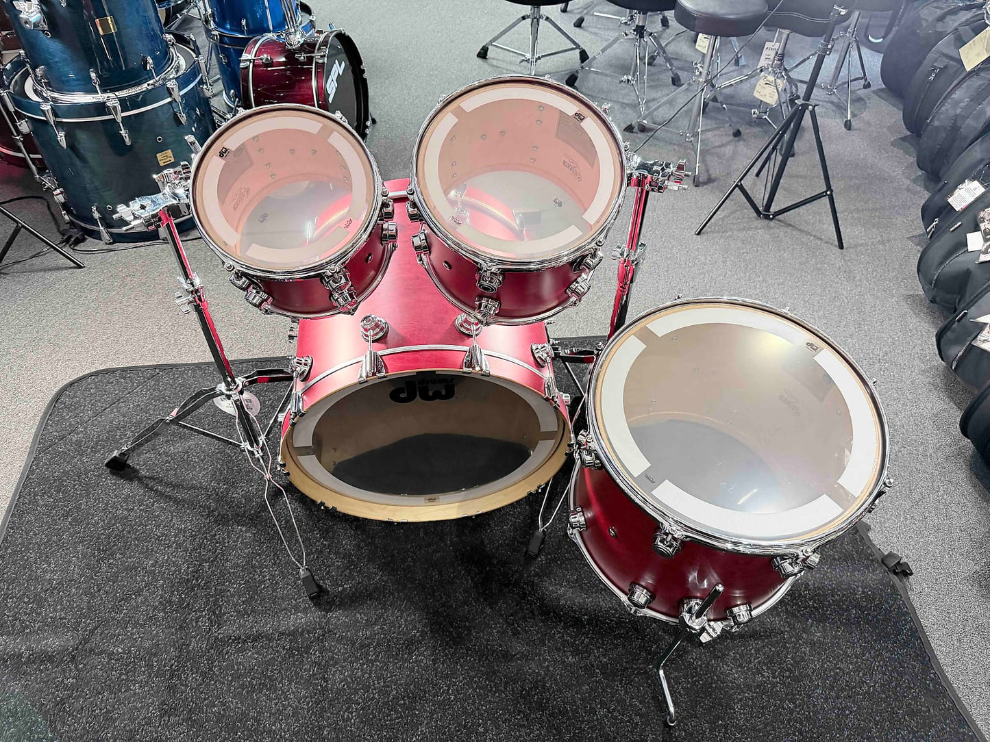 DW Collector's Series SSC Pure Maple 4-Piece 10/12/16/22 Drum Kit Set in Cherry Satin Oil Stain w/ Chrome Hardware