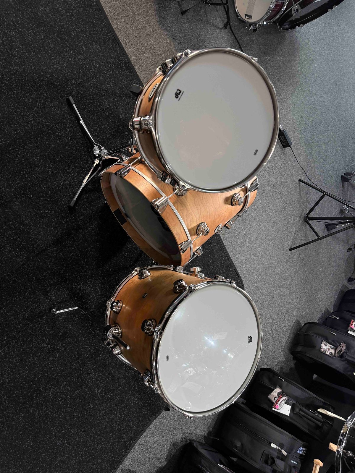 DW Collector's Series Pure Cherry 3-Piece 12/14/18 Bop Drum Kit Set in Natural Satin Oil with Nickel Hardware