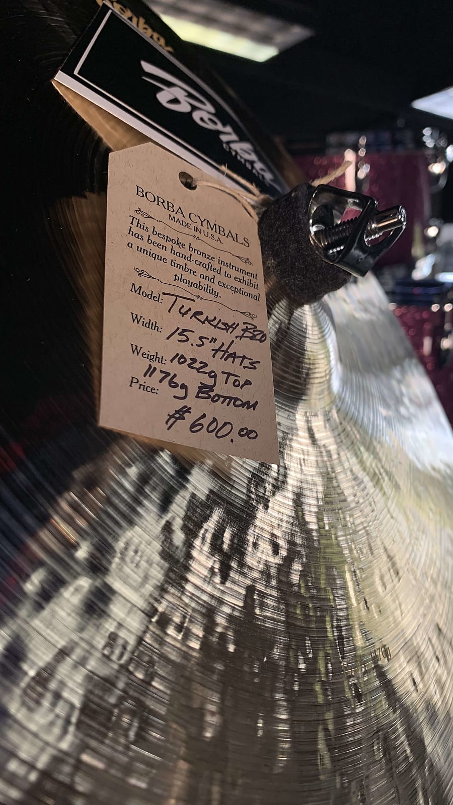 Borba Turkish B20 15.5" Hi-Hat Pair (Top: 1022g, Bottom: 1176g)