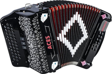 Hohner ACES II Diatonic Accordion - Keys of G/C/F in Black ACES II FBK