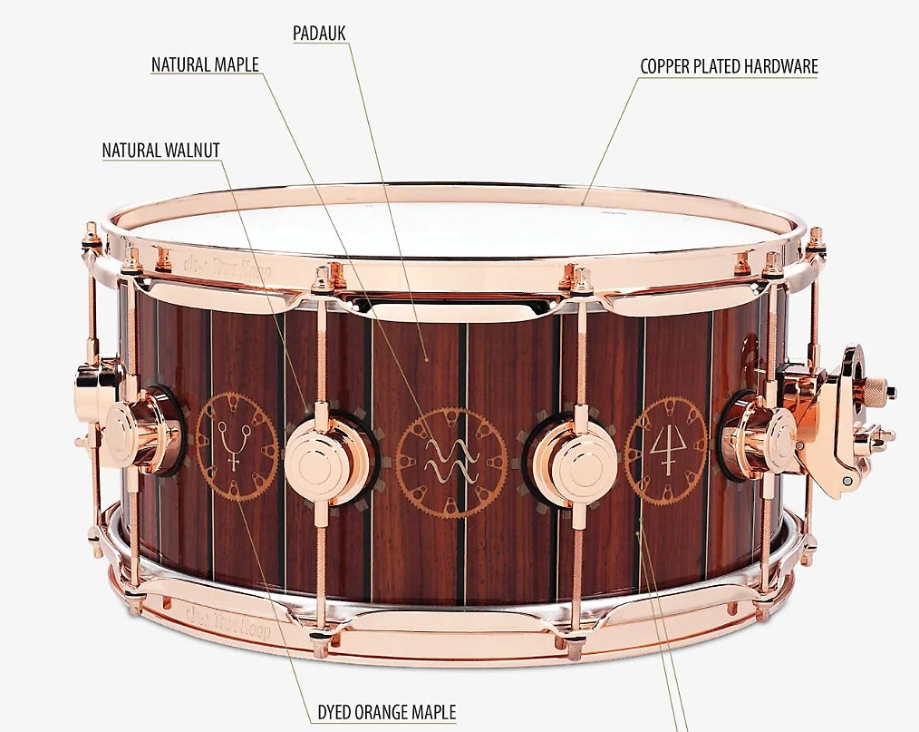 *RARE* DW Neil Peart Time Machine 6.5x14" ICON Snare Drum w/ Deluxe Case #239