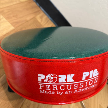 ~NEW!~ Pork Pie Round Drum Throne in Green Sparkle Top with Red Sparkle Side