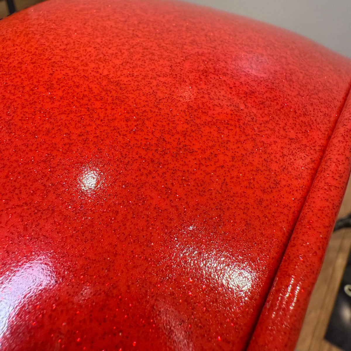 ~NEW!~ Pork Pie Round Drum Throne in Retro Red Checker Top with Red Sparkle Side