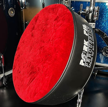 Pork Pie Round Drum Throne in Red Velvet Crush Top with Black Side
