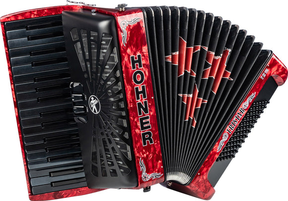 Hohner TriStar II 72 Piano Accordion w/ Gig Bag & Straps in Pearl Red TRIS72