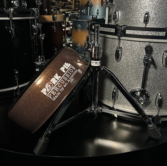 Pork Pie Round Drum Throne in Black Crush Top with Rootbeer Sparkle Side *IN STOCK*