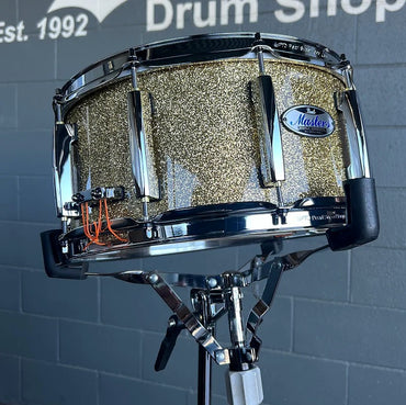 Pearl MCT1465S/C347 Masters Maple Complete 6.5x14" Snare Drum in Bombay Gold Sparkle Lacquer