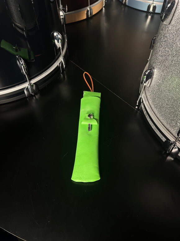 Bentley's Drum Shop Handmade Leather Small Stick Bag in Neon Green