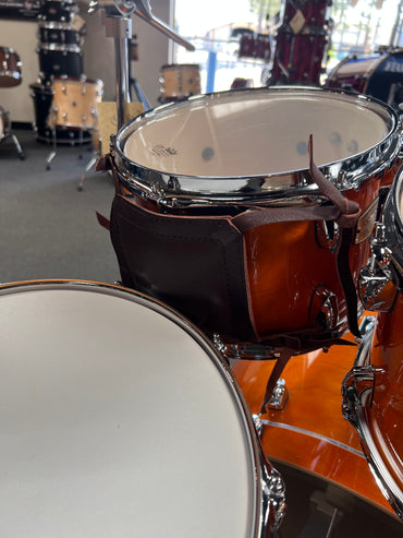 Bentley's Drum Shop Pare-chocs de caisse claire en cuir marron fait main