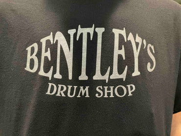 Bentley's Drum Shop Chrome Font Short Sleeve T-Shirt