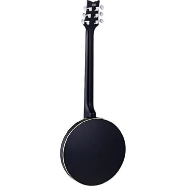 Banjo de 6 cuerdas serie Raven OBJ350/6-SBK de Ortega Guitars en negro satinado con funda de transporte