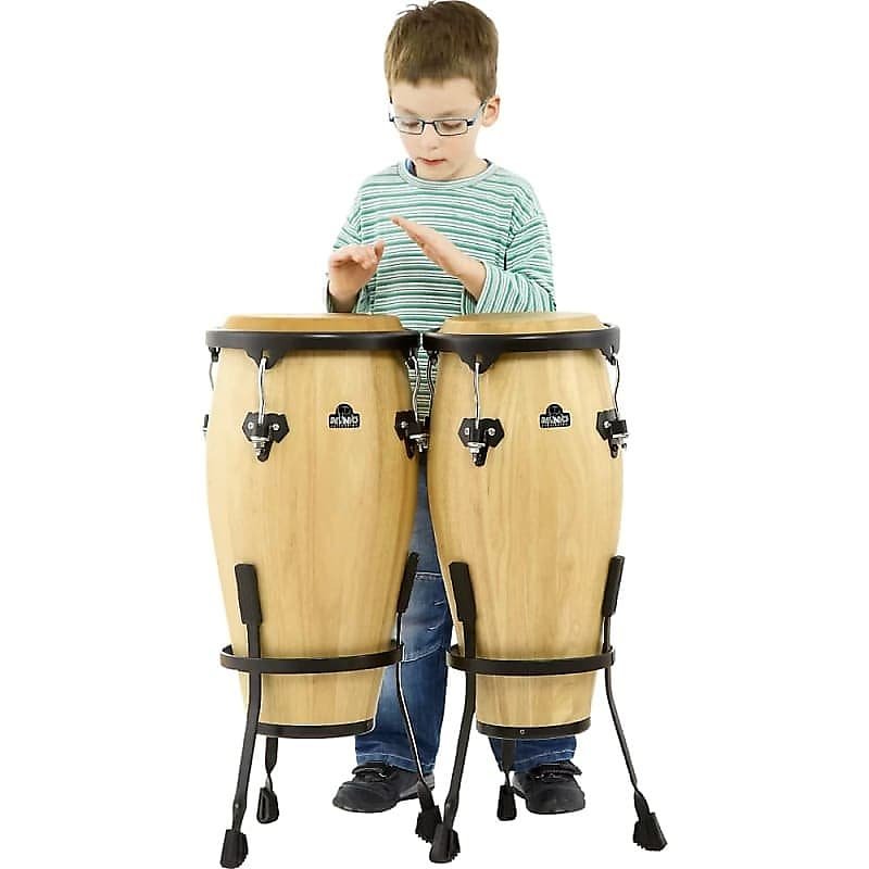 Juego de congas de madera de roble Siam de 8" y 9" con acabado natural NINO89NT de Nino Percussion