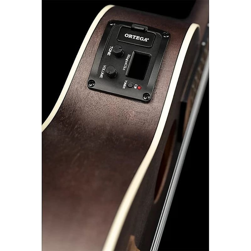 Ortega Guitars RUCOAL-CE Earth Series Concert A/E Ukulele in See Thru Black