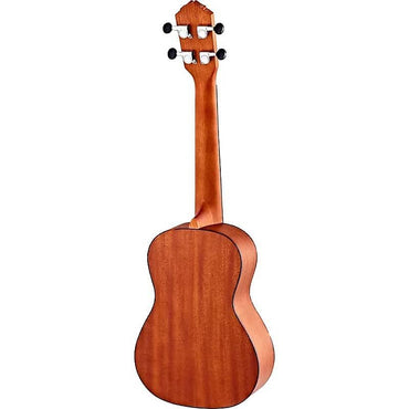 Ukelele para zurdos con tapa de abeto de la serie Bonfire RU5L de Ortega Guitars