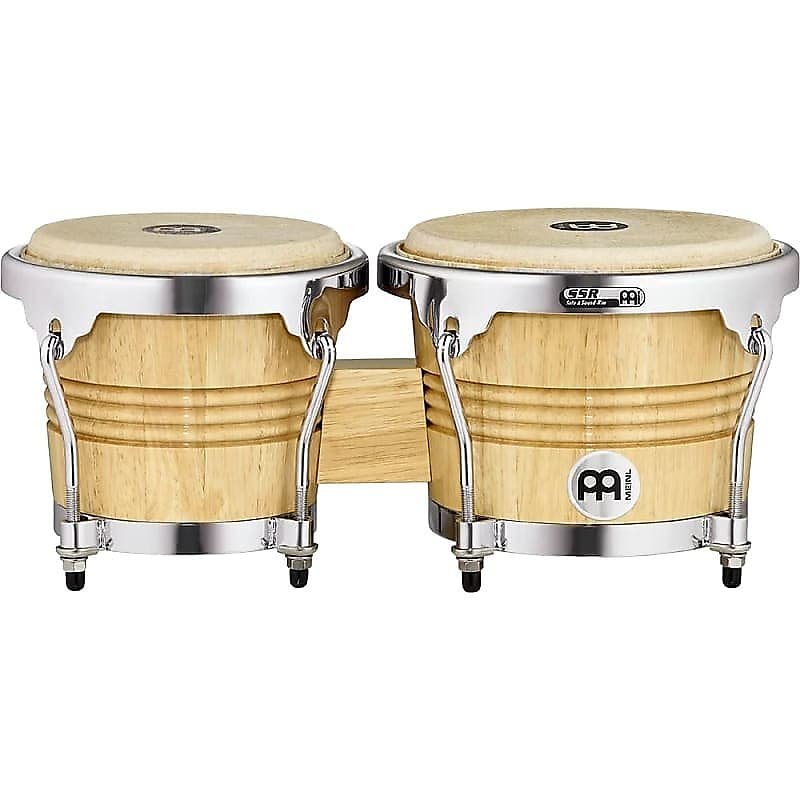 Bongós de madera Meinl WB200NT-CH de 6 3/4" y 8" en color natural con herrajes cromados