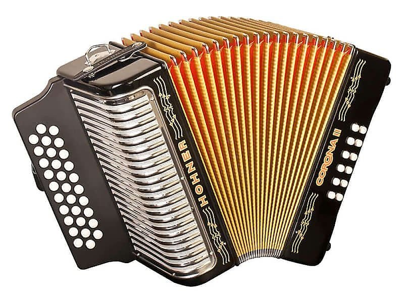 Accordéon Hohner 3500GB Corona II GCF avec housse et sangle en finition laquée noire