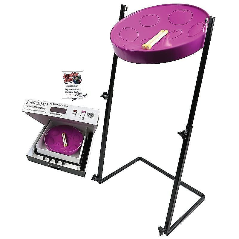 Kit listo para usar Panyard W1161 Jumbie Jam Purple Steel Drum Pan con soporte de piso en Z de metal