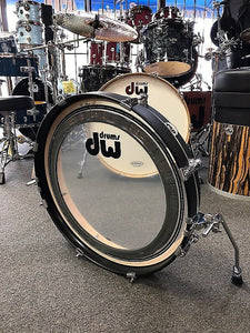 DW DDBD0320BLCR Design Series 3x20" Pancake Bass Drum in Satin Black w/ Hoop Clamp Spurs
