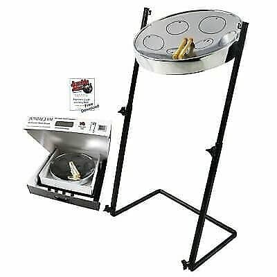 Kit listo para usar de tambor de acero cromado Panyard W1162 Jumbie Jam con soporte de piso en Z de metal