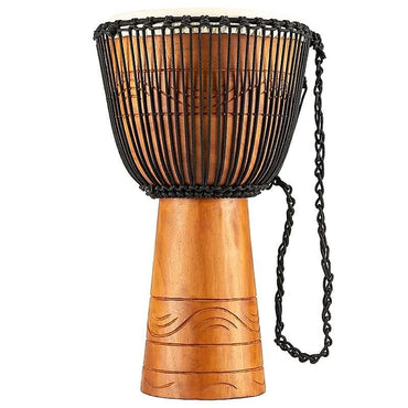 Djembe de madera marrón afinado con cuerda estilo africano original Meinl ADJ2-L+Bag de 12" con funda de transporte