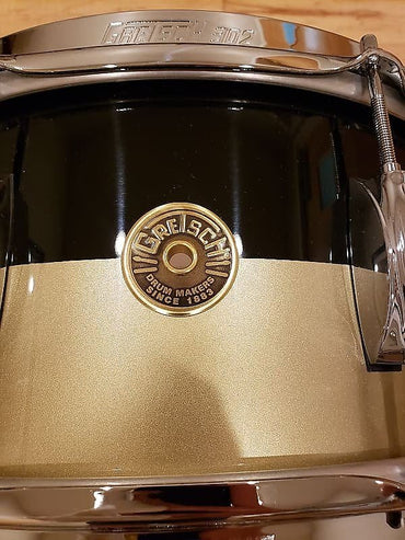 Gretsch Broadkaster 6.5x14" Snare Drum in Piano Black & Gold Mist Two-Tone