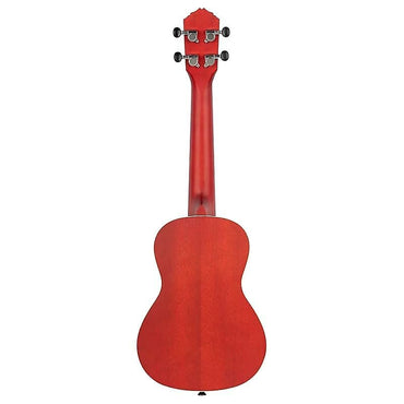 Ukelele de concierto Ortega Guitars RUFIRE Earth Series en color rojo transparente con video de demostración