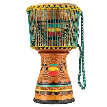 Meinl AE-DJTC2-L Djembe ornamental de colores tallado en tongo edición artesanal de 12"