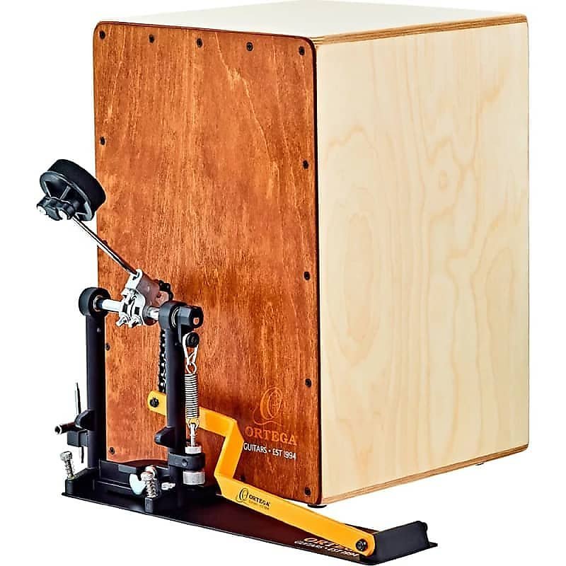 ortega cajon pedal Ortega Guitars OSTBCJ-L-BU Percussion Series Left-Handed Stomp Box Cajon Bundle w/ Gig Bags