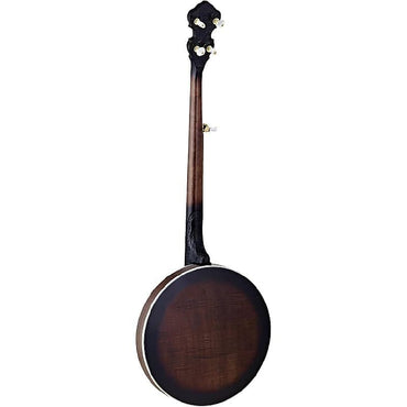 Banjo de 5 cuerdas serie Falcon OBJ850-MA de Ortega Guitars con herrajes dorados y funda de transporte
