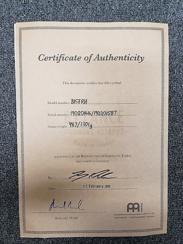 Platillos Meinl Byzance Foundry Reserve Hi-Hat de 15" (par) B15FRH