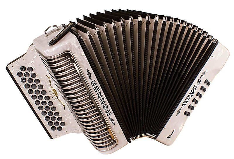 Hohner CXFW Corona II Xtreme Accordion in Keys of F, Bb & Eb in Pearl White Finish
